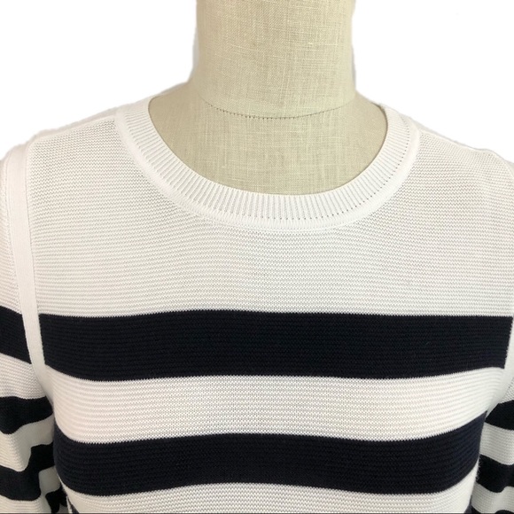 Talbots Sweater Lightweight Nautical Navy White Stripe Petite M EUC Long sleeve - Picture 2 of 10